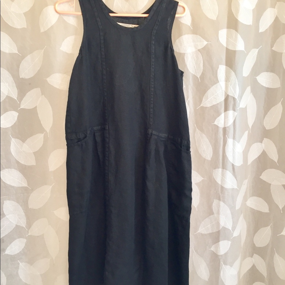 Black linen flax dress